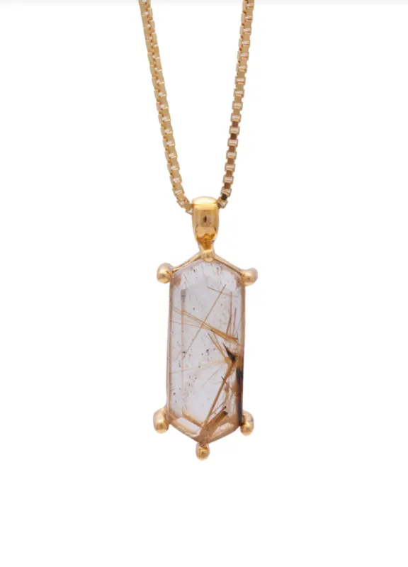 SAMPLE Lang Necklace Rutile Quartz Gold sold by Sarah Mulder Jewelry