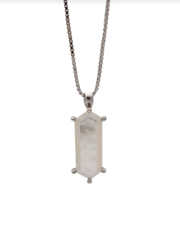 SAMPLE Lang Necklace Pearl Rhodium made by Sarah Mulder Jewelry