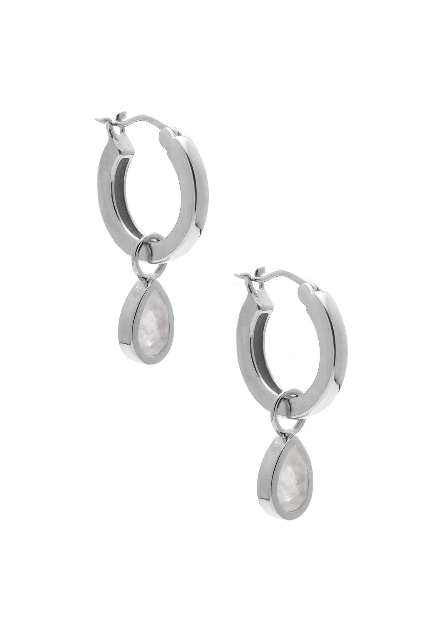 Koy Earrings Moonstone Rhodium sold by Sarah Mulder Jewelry