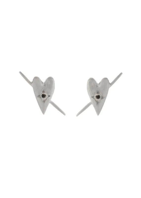 Celeste Studs Rhodium Onyx made by Sarah Mulder Jewelry