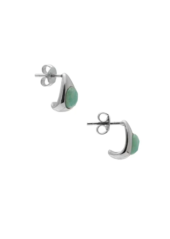 Mimi Studs Rhodium Amazonite made by Sarah Mulder Jewelry