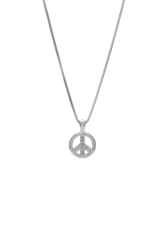 SAMPLE Peace Sign Necklace Rhodium made by Sarah Mulder Jewelry