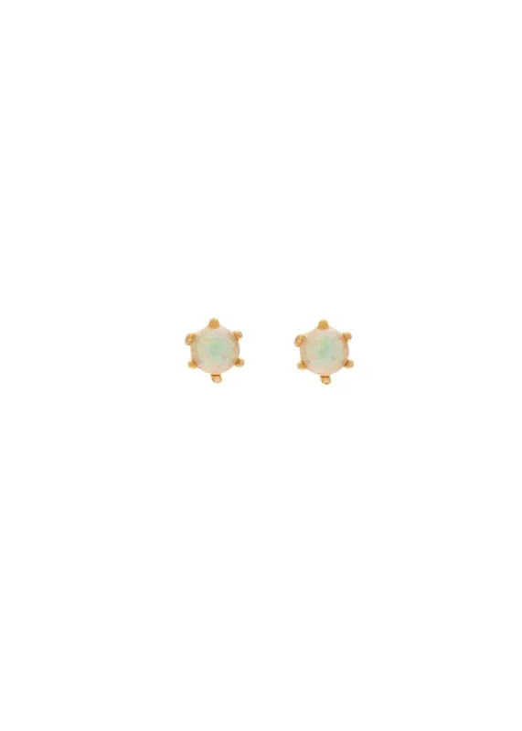 SAMPLE Ava Studs Opal Gold made by Sarah Mulder Jewelry