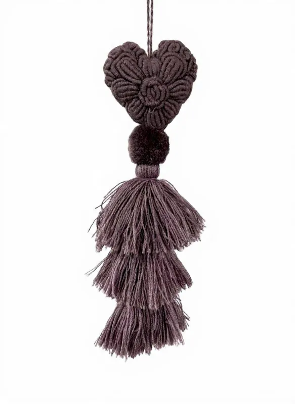 Heart Tassel Smokey Amethyst made by Sarah Mulder Jewelry
