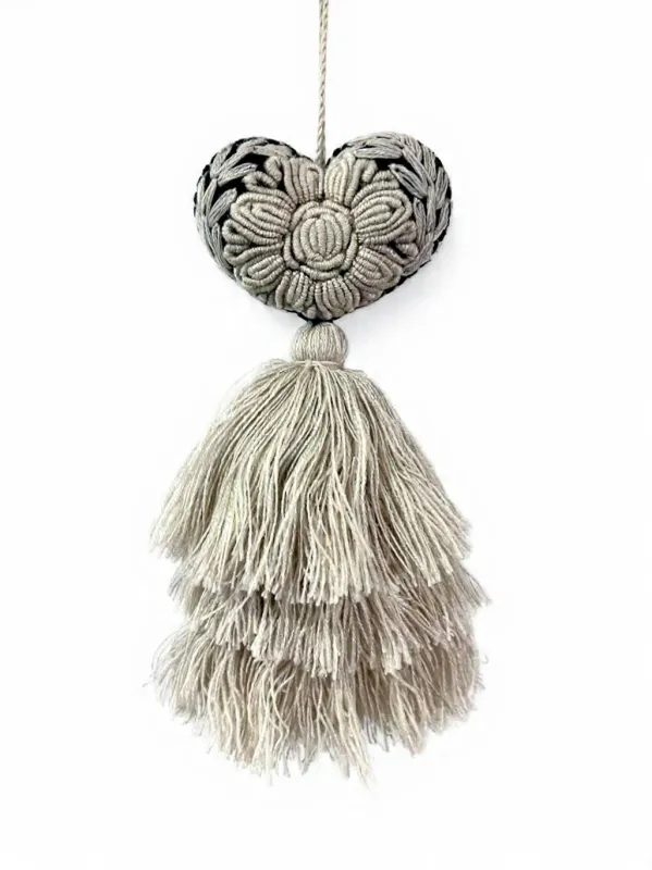 Heart Tassel Cream made by Sarah Mulder Jewelry