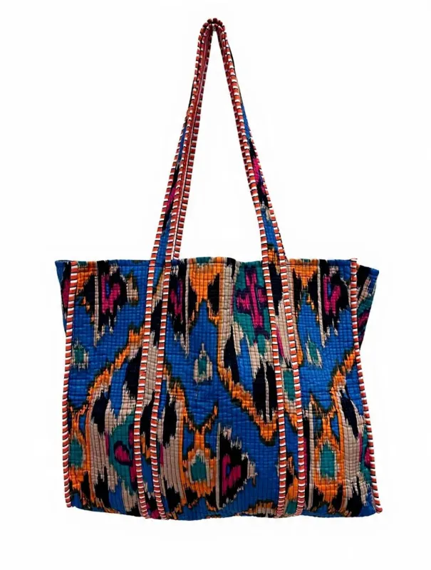 Electric Blue Ikat Tote made by Sarah Mulder Jewelry