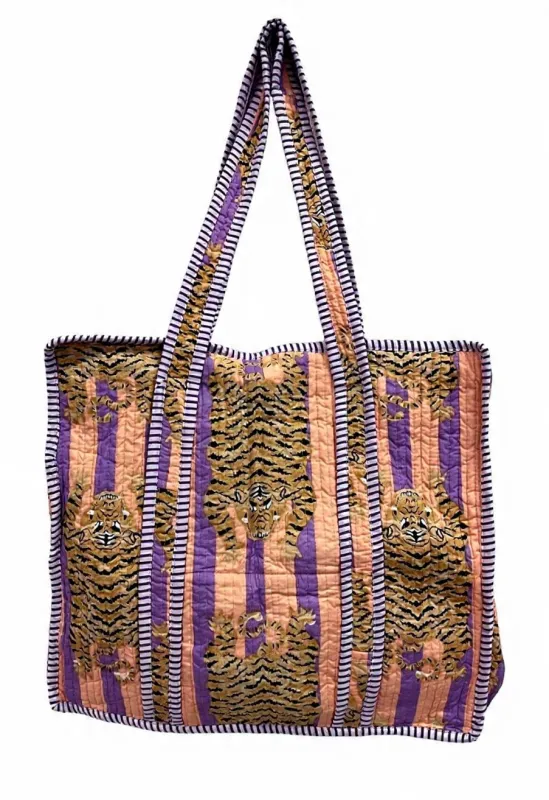 Striped Tiger Lavender & Peach Tote made by Sarah Mulder Jewelry