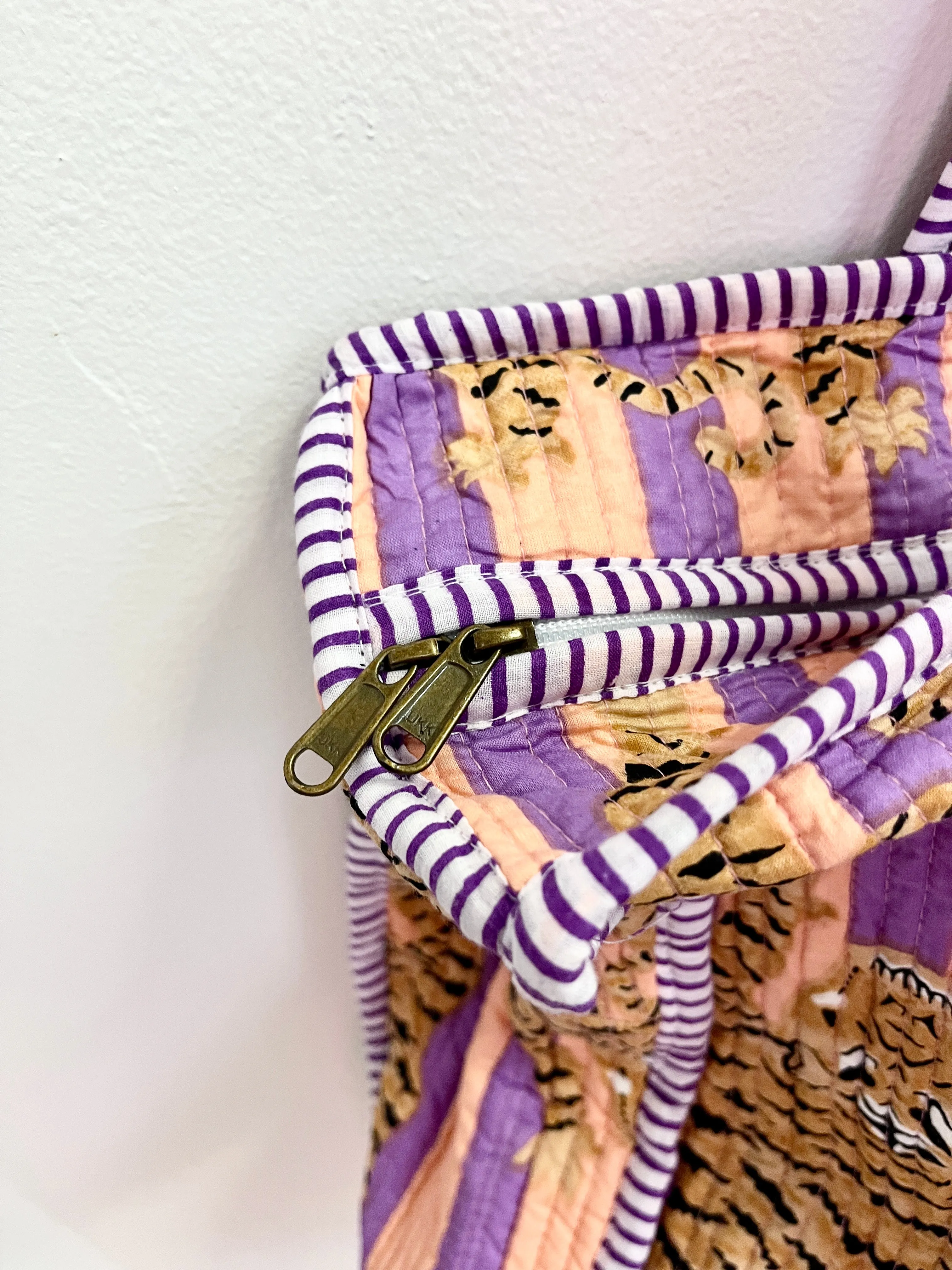 Striped Tiger Lavender & Peach Tote sold by Sarah Mulder Jewelry product image thumbnail 3