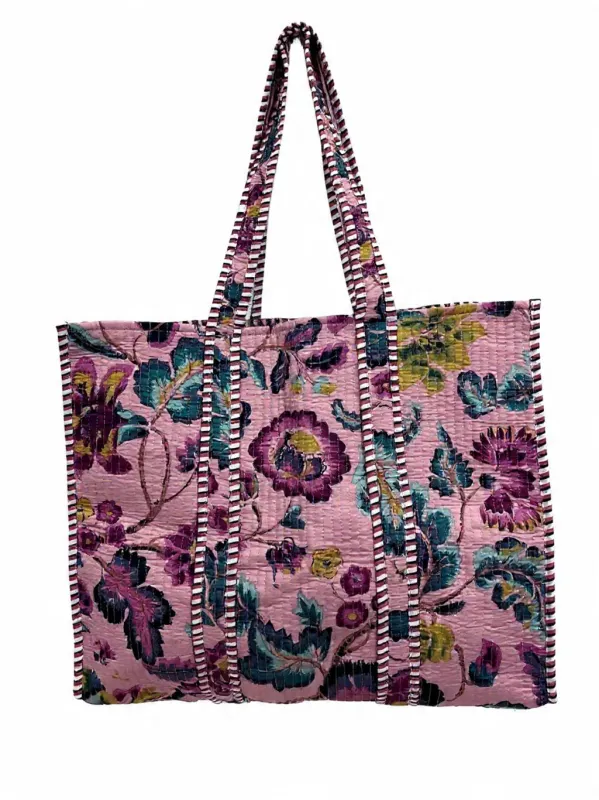 Dusty Rose Floral Tote made by Sarah Mulder Jewelry
