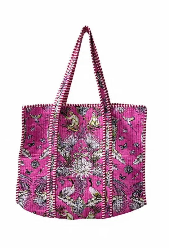 Electric Pink White Lotus Tote made by Sarah Mulder Jewelry