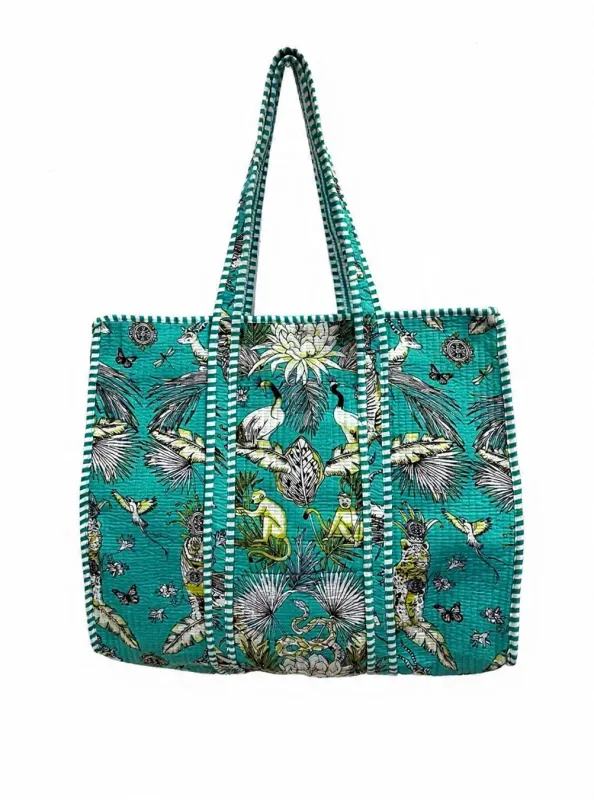 Turquoise White Lotus Tote made by Sarah Mulder Jewelry