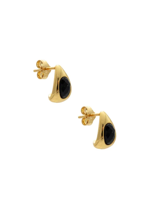 Mimi Studs Onyx Gold made by Sarah Mulder Jewelry