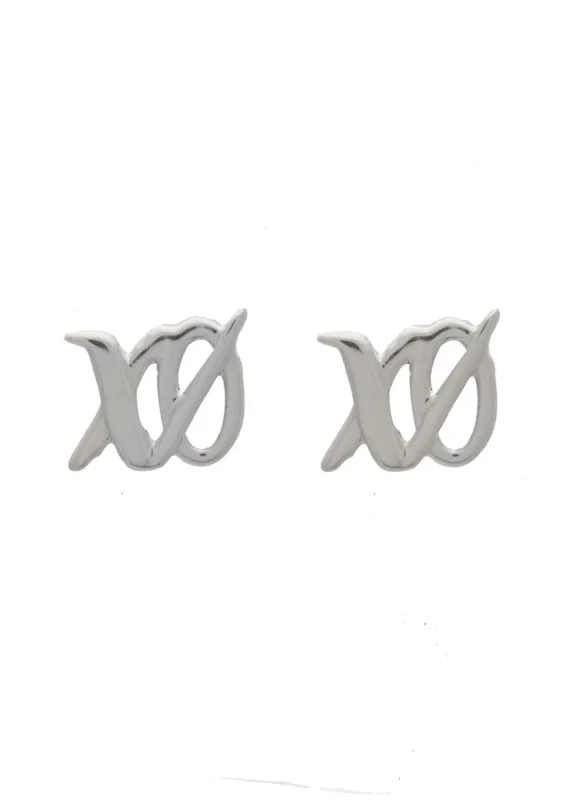 SAMPLE XO Studs Rhodium made by Sarah Mulder Jewelry
