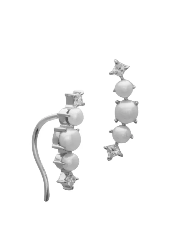 SAMPLE Valli Earrings Pearl Rhodium sold by Sarah Mulder Jewelry