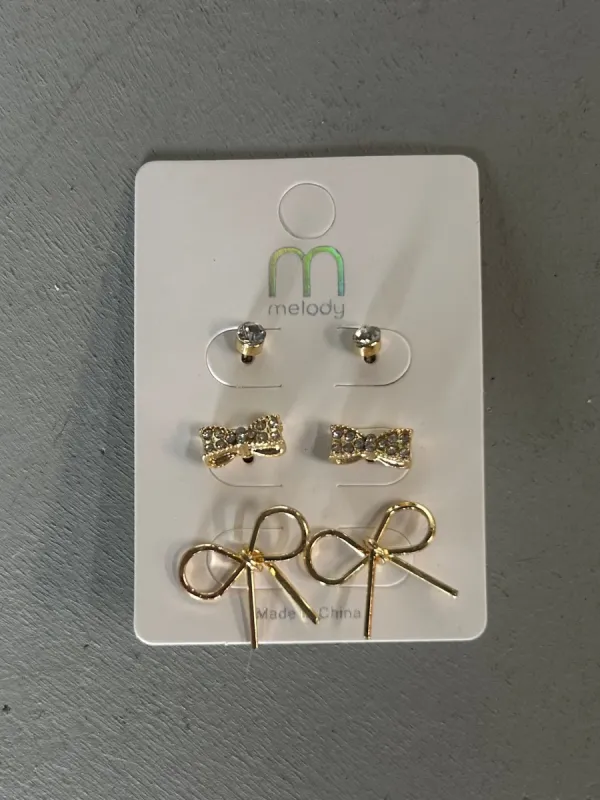 27 Metal Bow 3-in-1 Earring Set sold by 27 Boutique