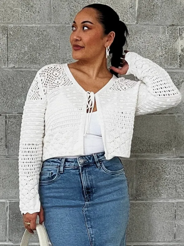 BLACK TAPE Pointelle Knit Cardigan sold by 27 Boutique