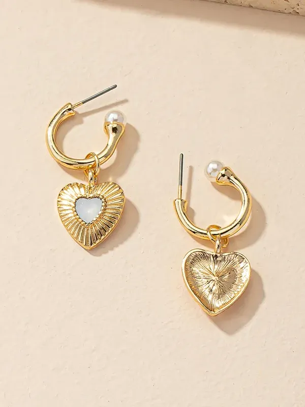 27 Pearl Inlay Heart Hoop Earrings sold by 27 Boutique product image thumbnail 2