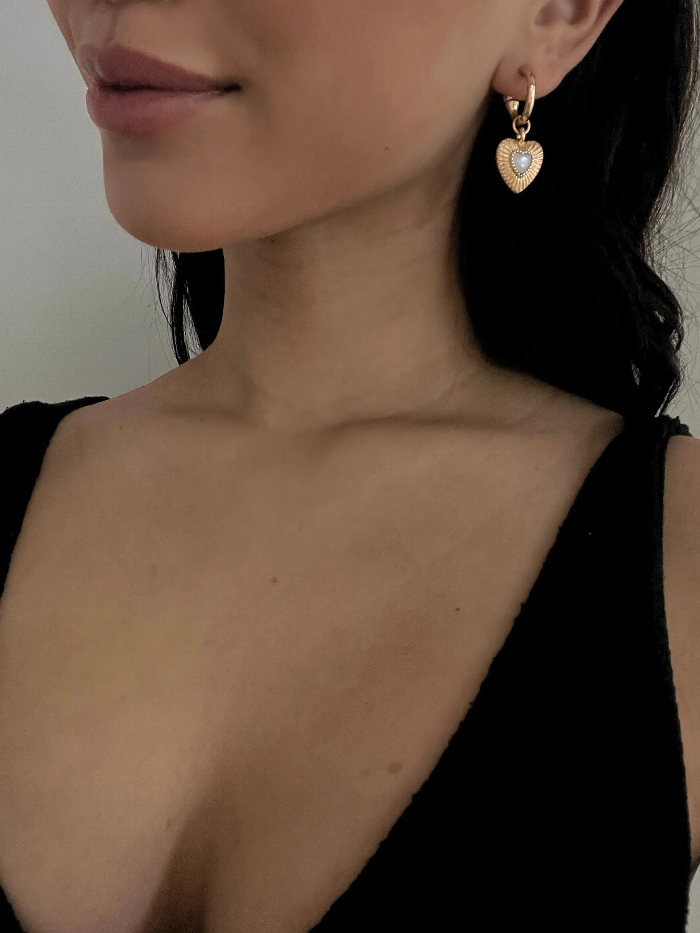 27 Pearl Inlay Heart Hoop Earrings sold by 27 Boutique product image thumbnail 5