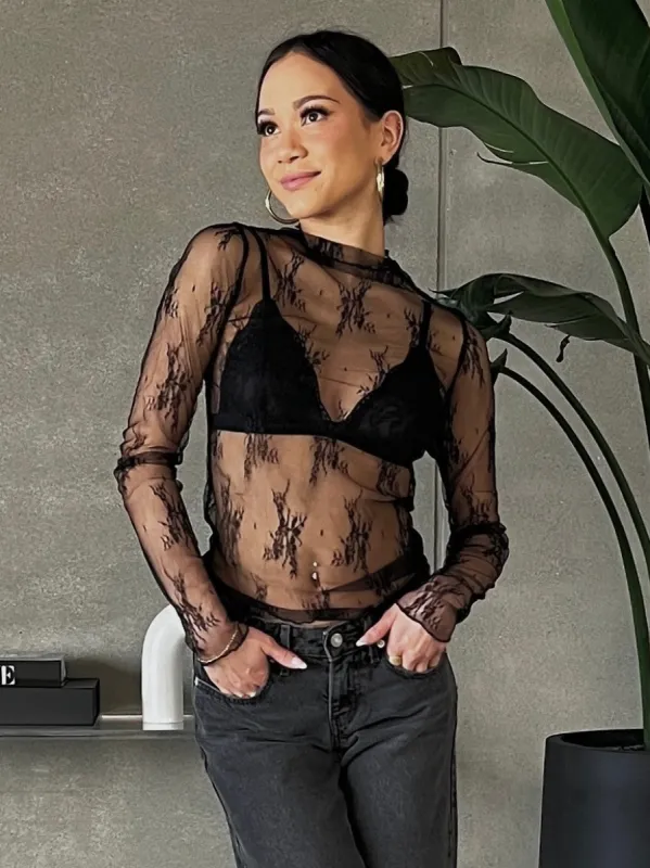 27 Lace Mesh Long Sleeve Top sold by 27 Boutique