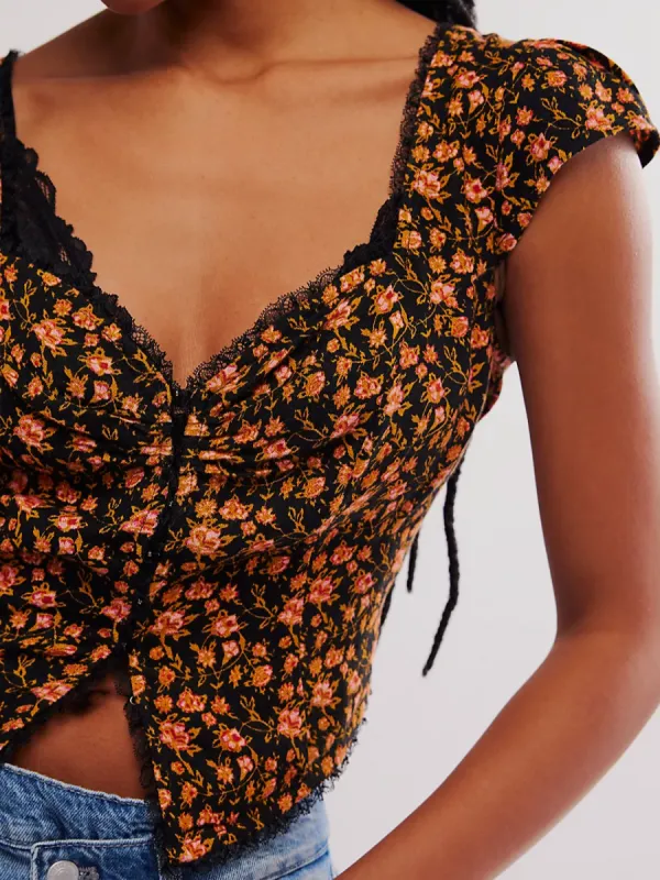 FREE PEOPLE Faye Printed Blouse Top sold by 27 Boutique