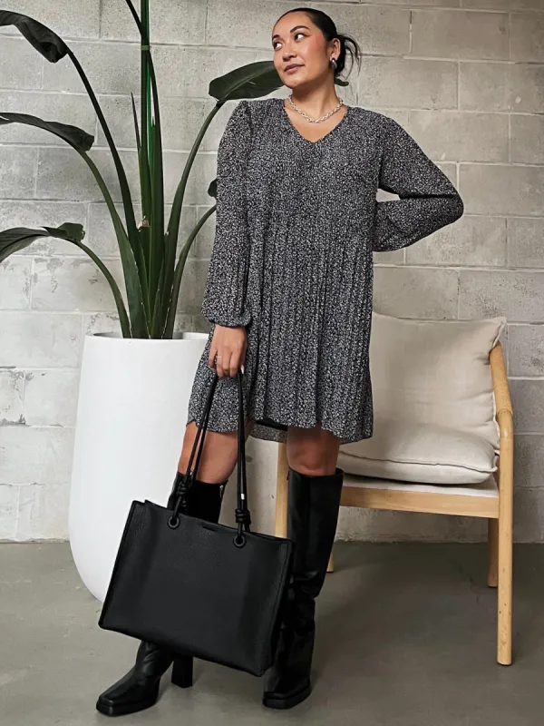 BLACK TAPE V-Neck Pleated A-Line Mini Dress sold by 27 Boutique