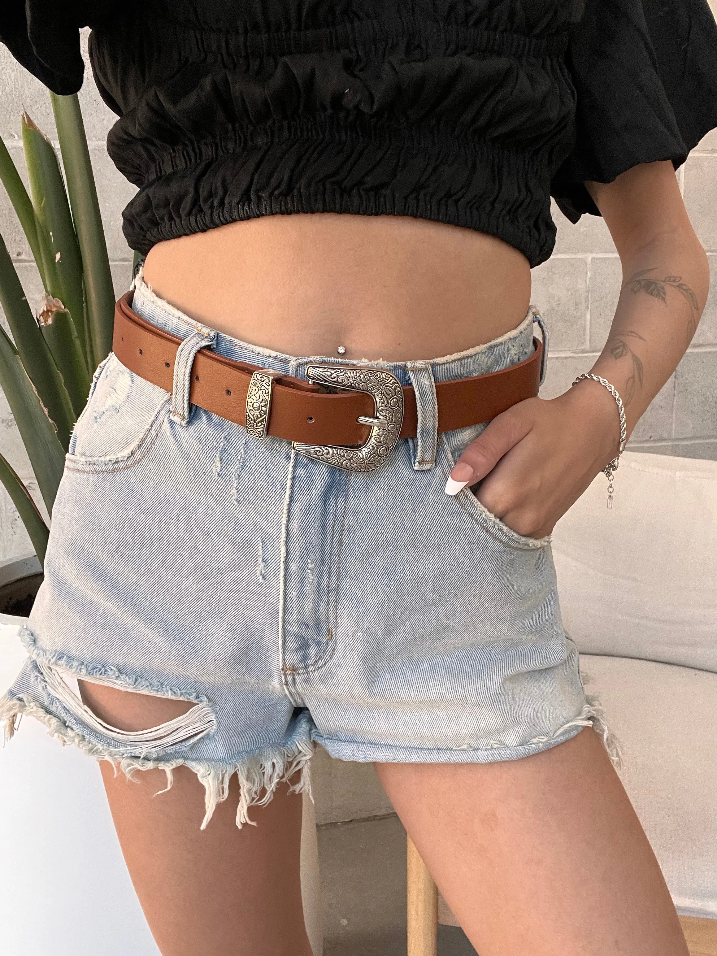 27 Sun Floral Embossed Western Buckle Belt sold by 27 Boutique product image thumbnail 5