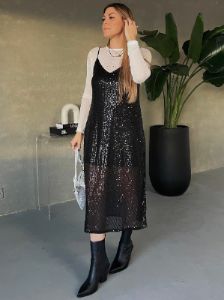 BLACK TAPE Sequin Slip Dress sold by 27 Boutique