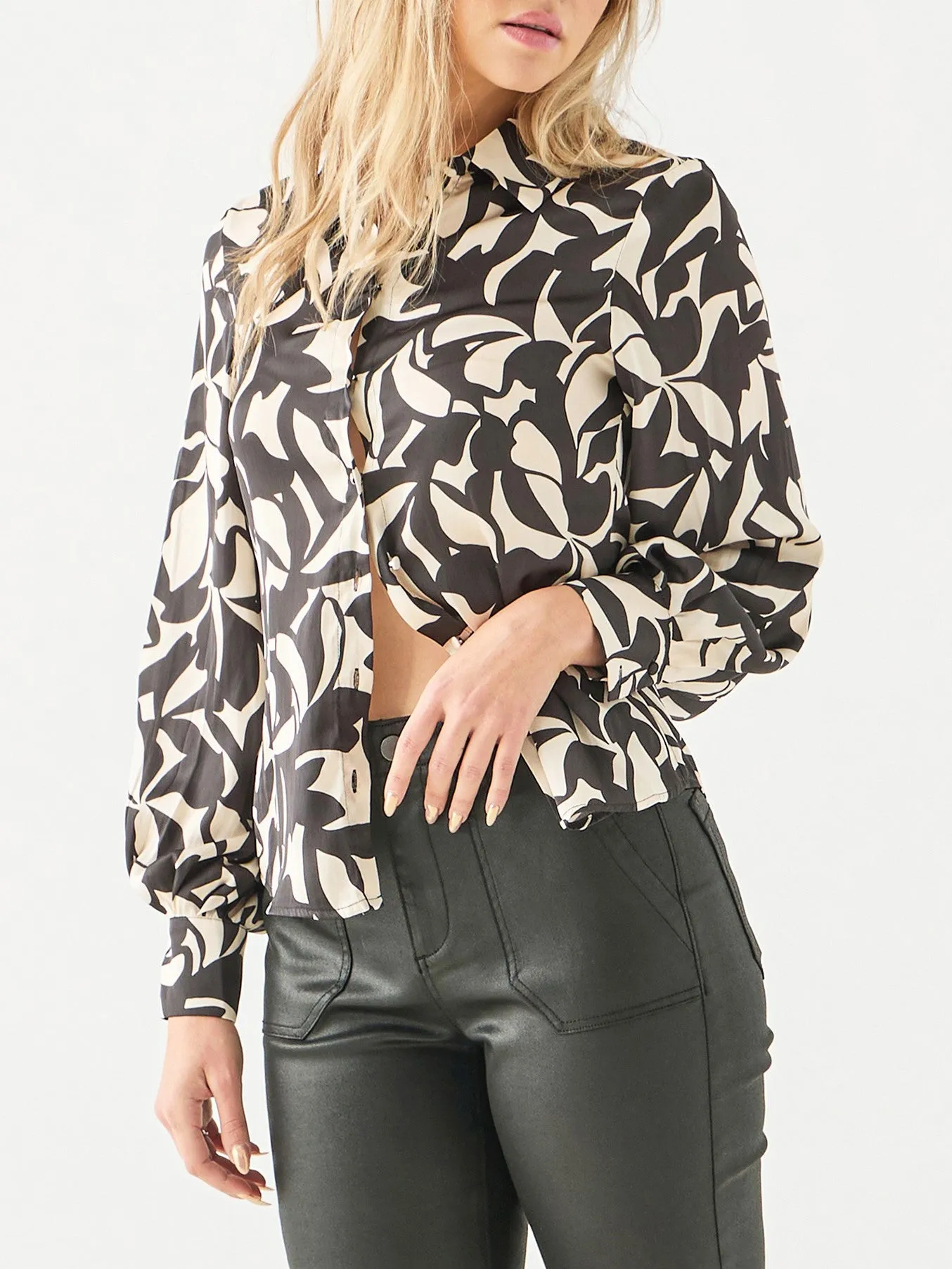 BLACK TAPE Printed Satin Button Up and Wide Leg Pant Set sold by 27 Boutique product image thumbnail 4