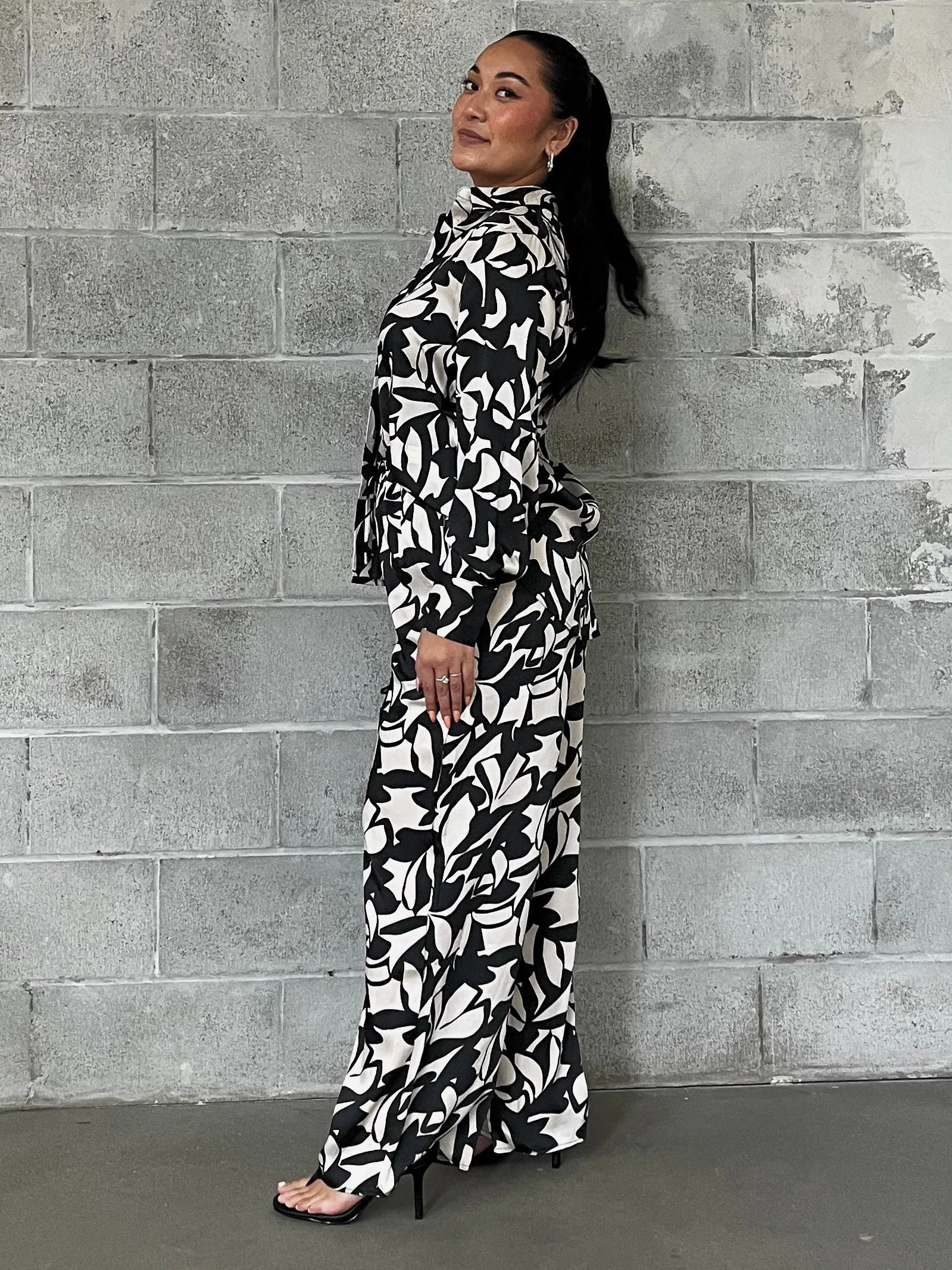 BLACK TAPE Printed Satin Button Up and Wide Leg Pant Set sold by 27 Boutique product image thumbnail 2