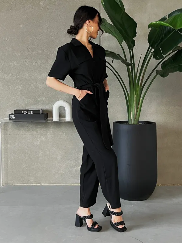BLACK TAPE Utility Belted Jumpsuit sold by 27 Boutique