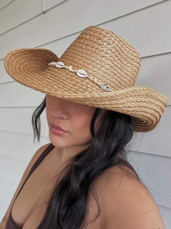 27 Seashell Banded Straw Hat sold by 27 Boutique