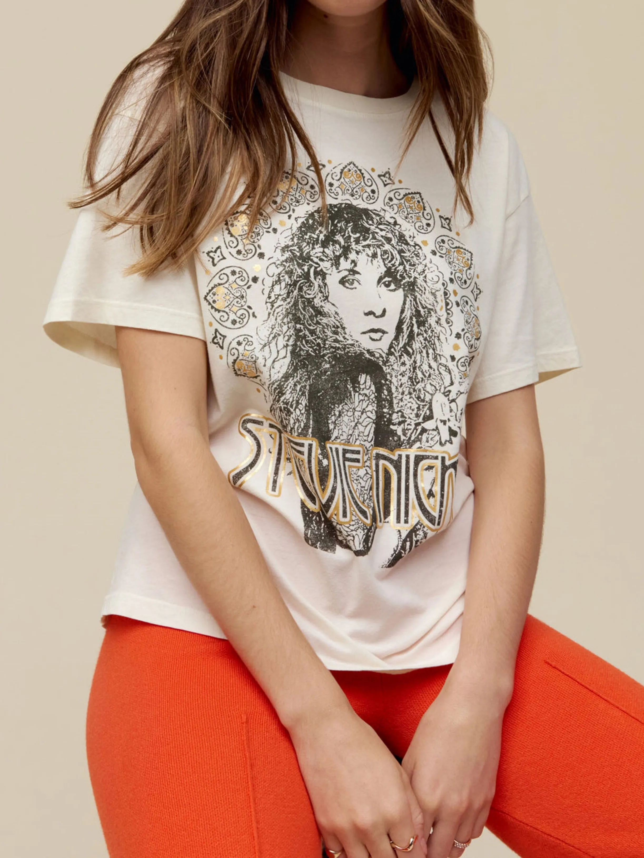 DAYDREAMER Stevie Nicks Metallic Boyfriend Tee sold by 27 Boutique