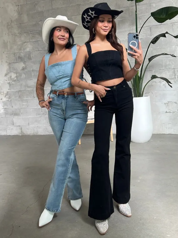 27 Beau Denim Bustier Top sold by 27 Boutique