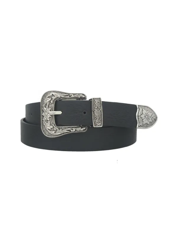 27 Floral Embossed Western Buckle Belt sold by 27 Boutique