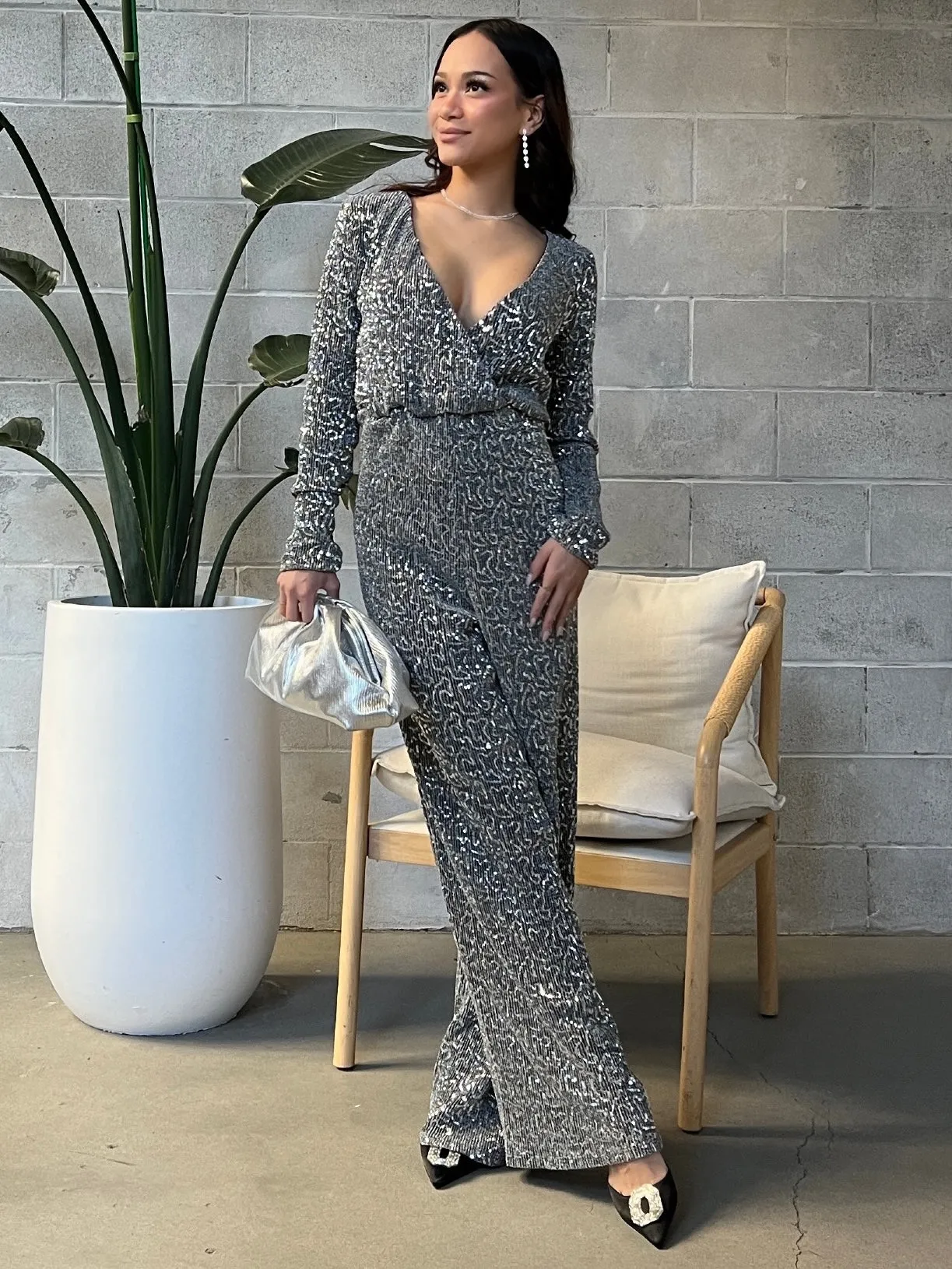 GLAMOROUS Sequin V-Neck Jumpsuit sold by 27 Boutique product image thumbnail 2