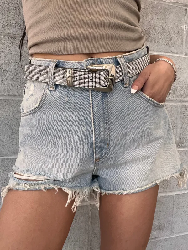 27 Western Rectangle Buckle Rhinestone Belt sold by 27 Boutique