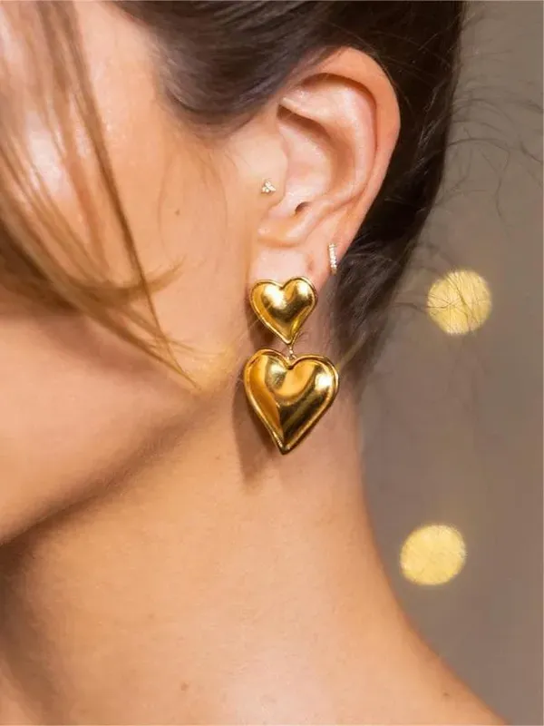27 Double Heart Drop Earrings sold by 27 Boutique