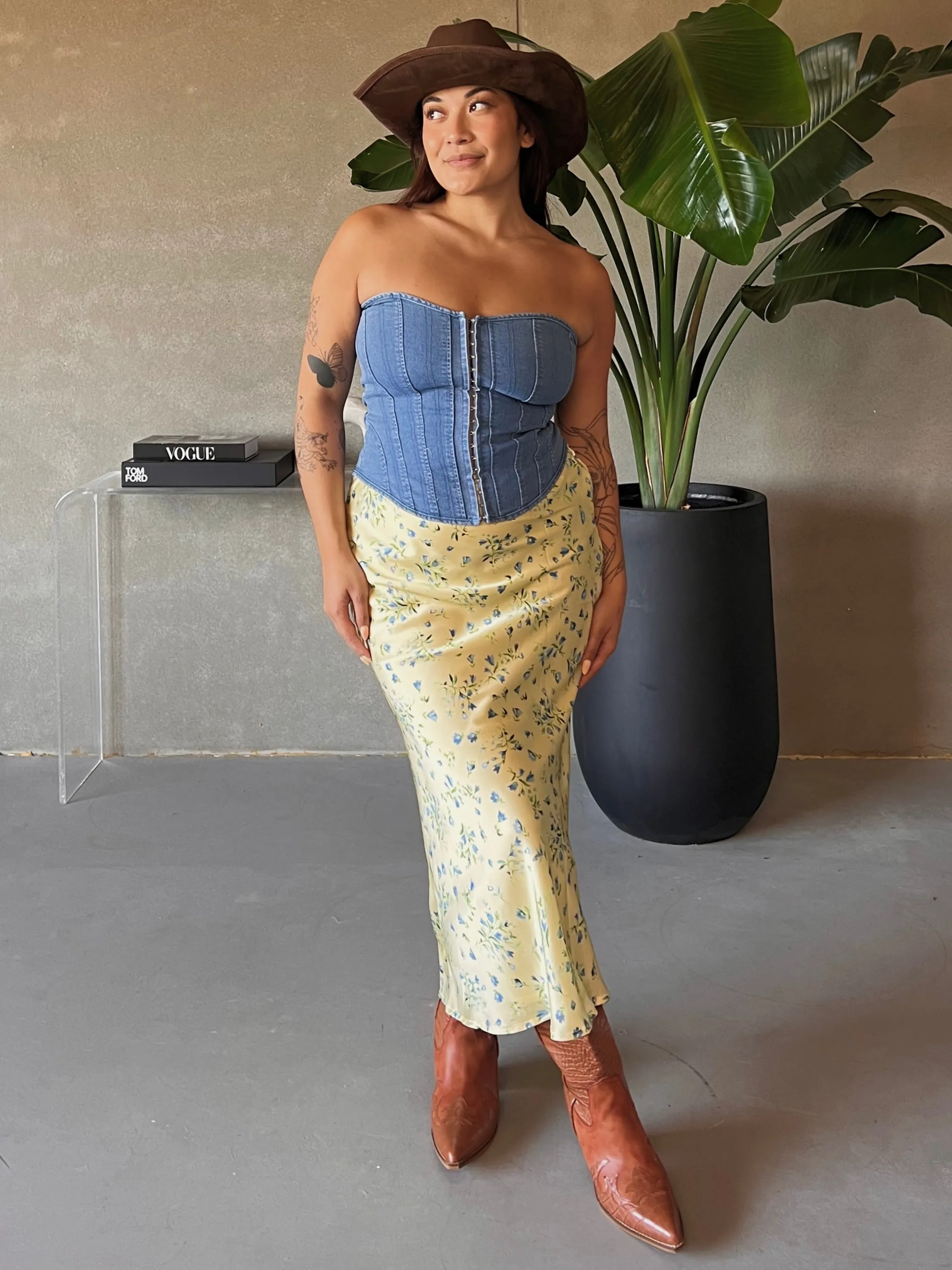 27 Morning Glory Floral Satin Maxi Skirt sold by 27 Boutique