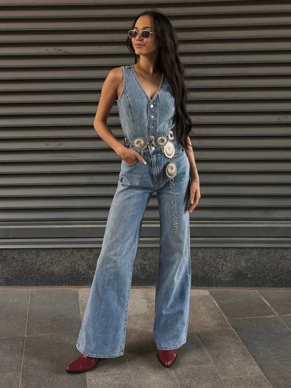LEVI'S Denim Vest Wide Leg Jumpsuit sold by 27 Boutique