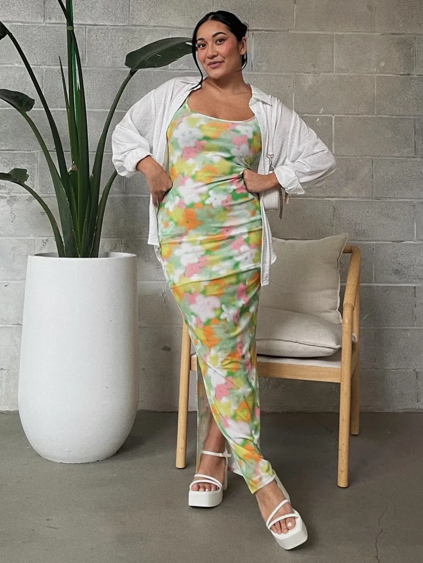 GLAMOROUS Blurred Floral Mesh Maxi Dress sold by 27 Boutique
