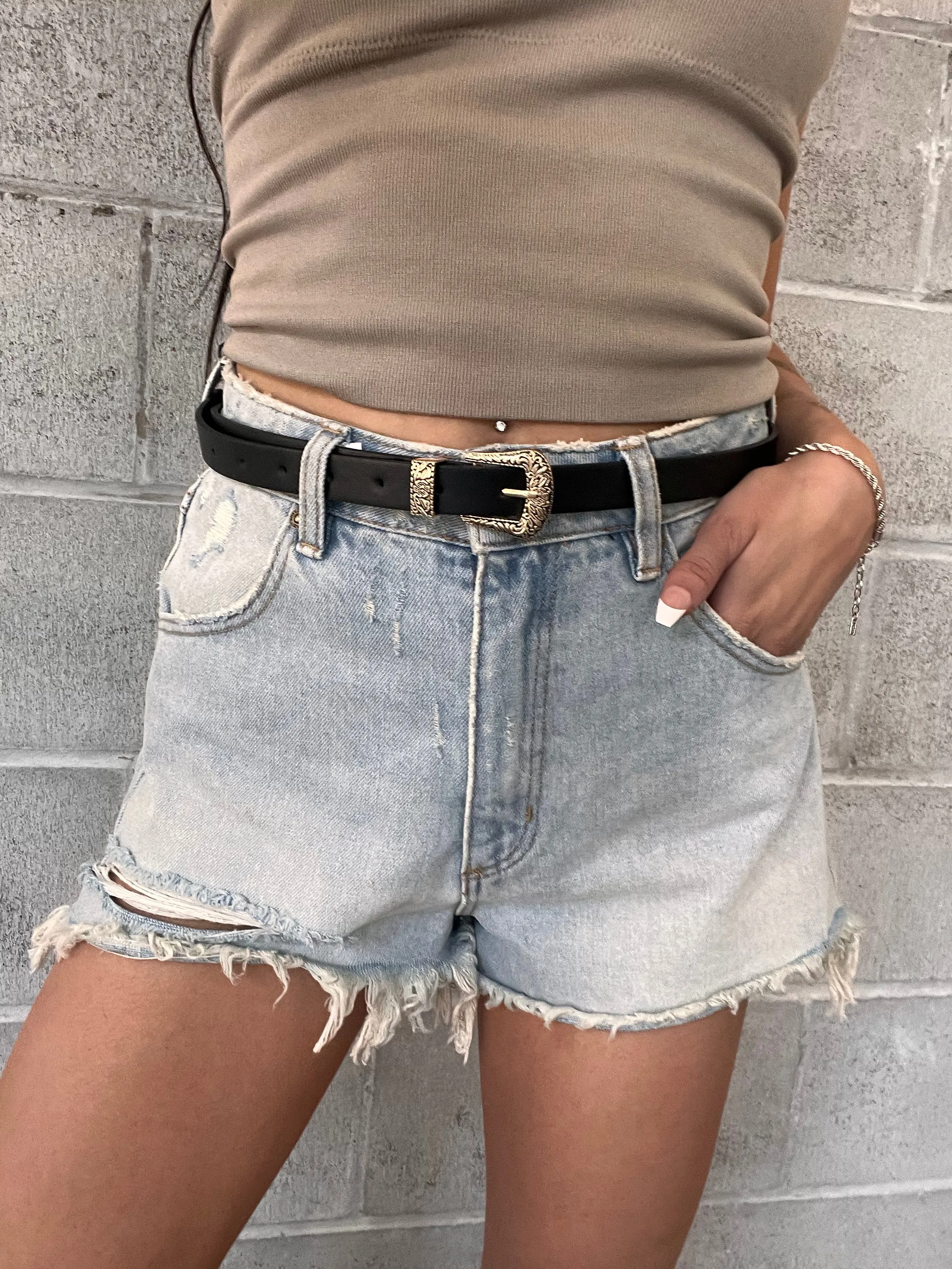 27 Floral Embossed Skinny Western Buckle Belt sold by 27 Boutique product image thumbnail 2