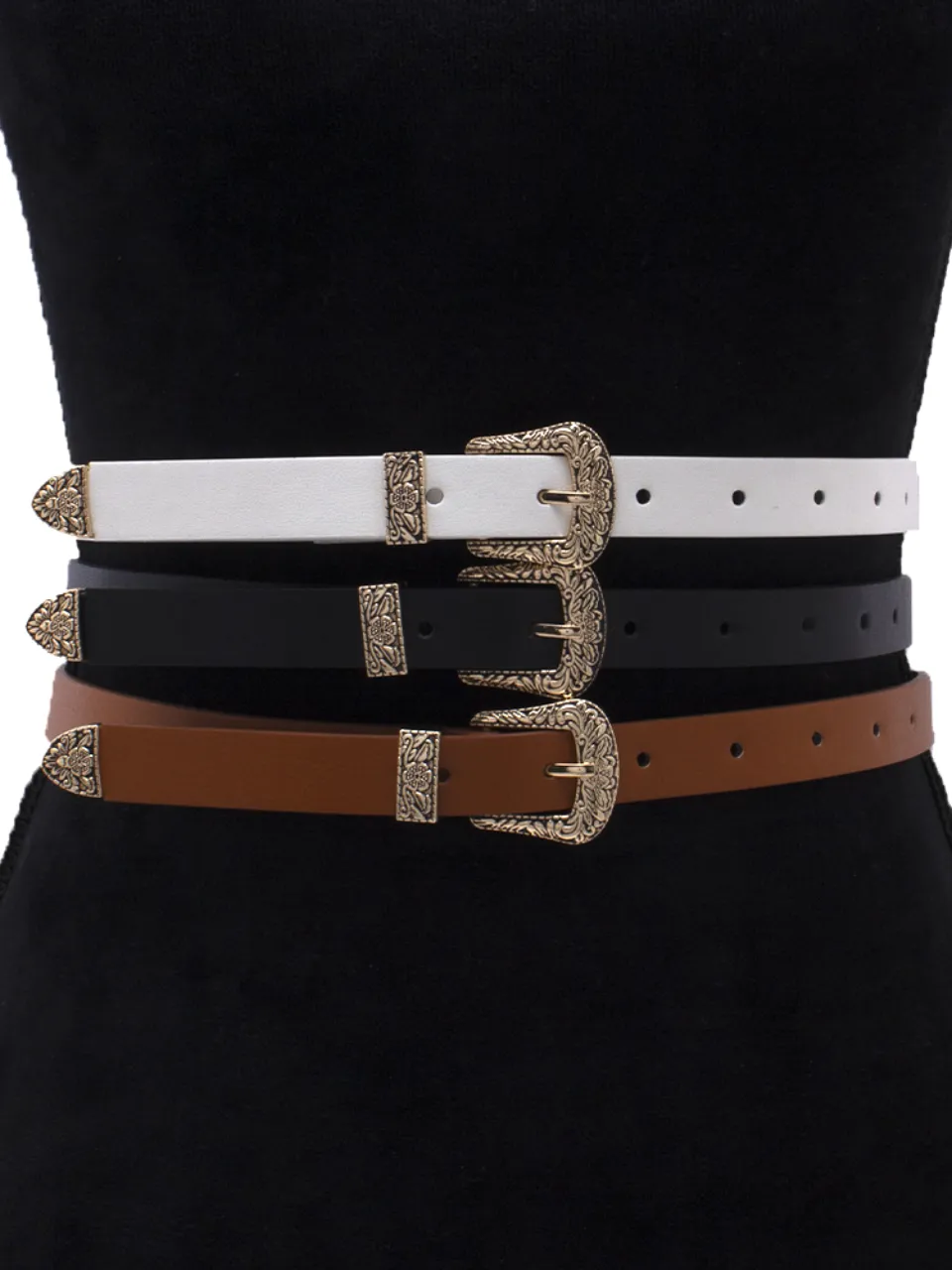 27 Floral Embossed Skinny Western Buckle Belt sold by 27 Boutique product image thumbnail 4