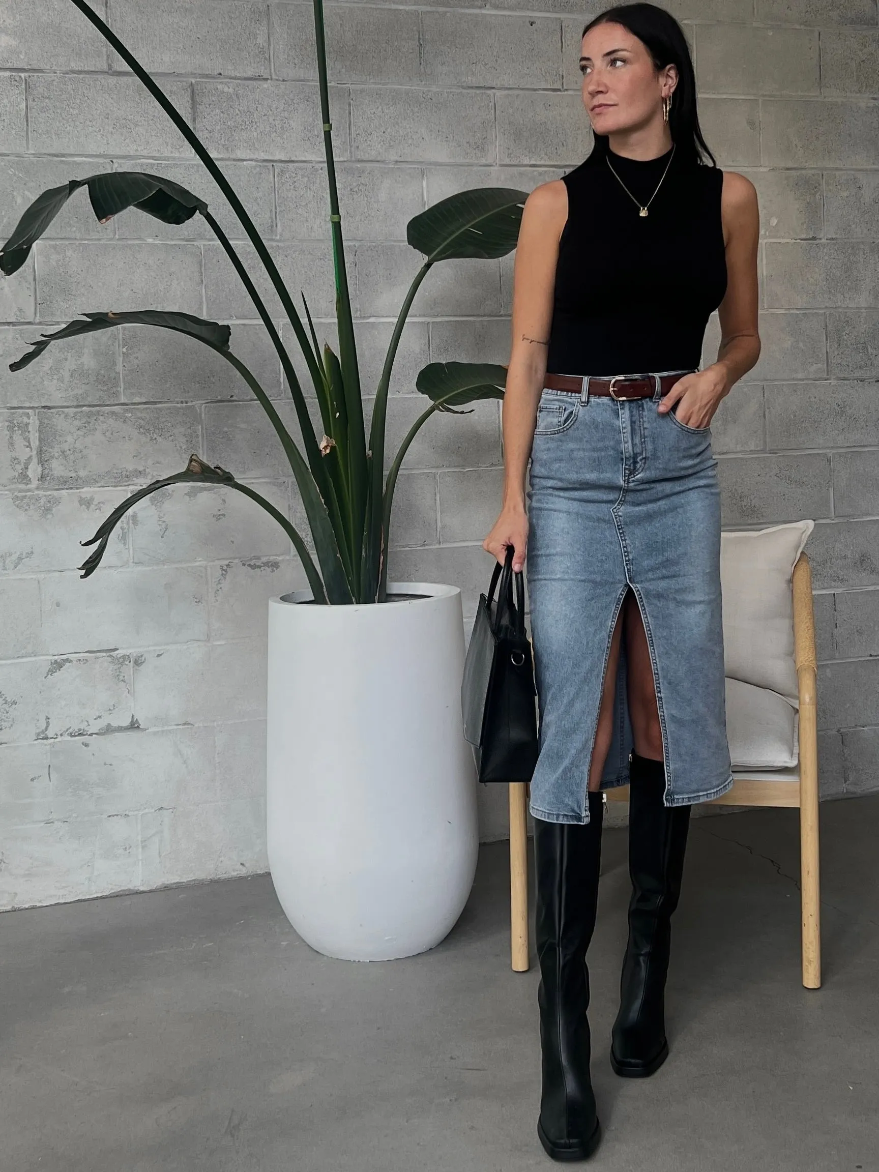 DEX Belted Denim Maxi Skirt sold by 27 Boutique product image thumbnail 5