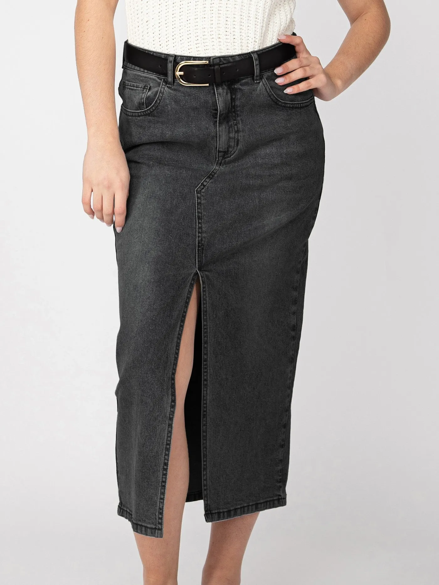 DEX Belted Denim Maxi Skirt sold by 27 Boutique product image thumbnail 2