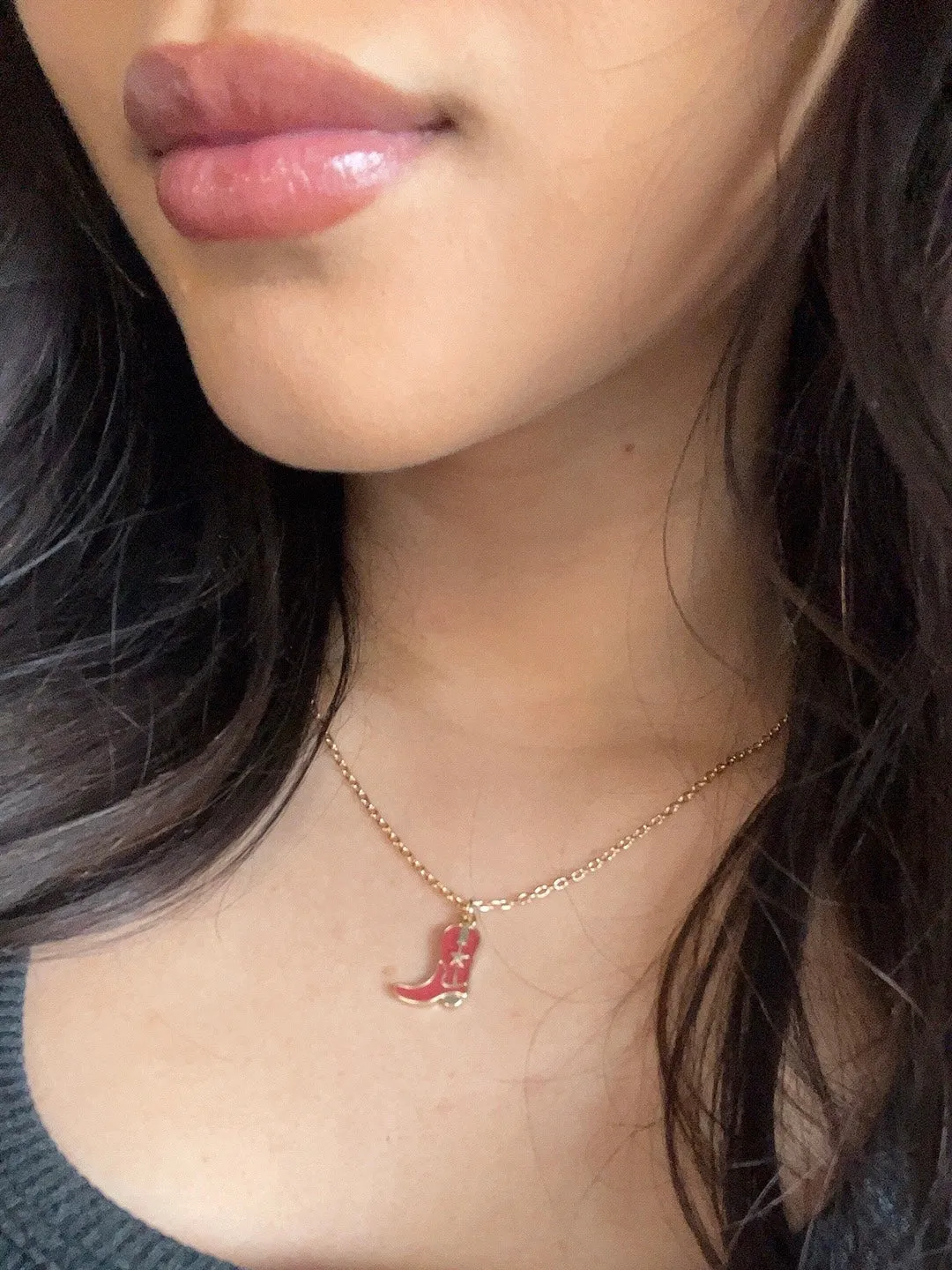 27 Shania Western Boot Necklace sold by 27 Boutique