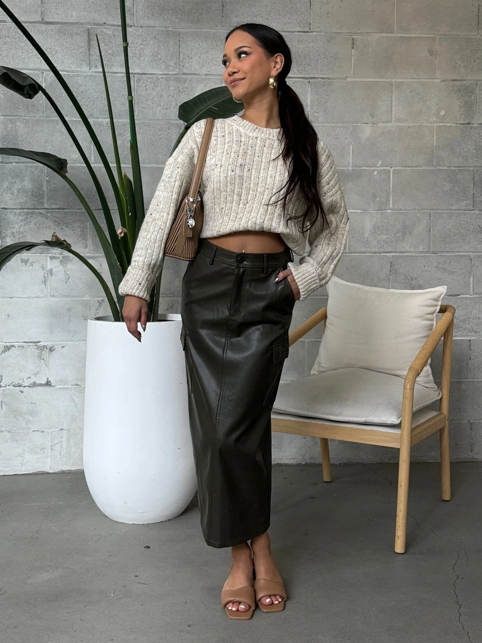 DEX Faux Leather Cargo Maxi Skirt sold by 27 Boutique