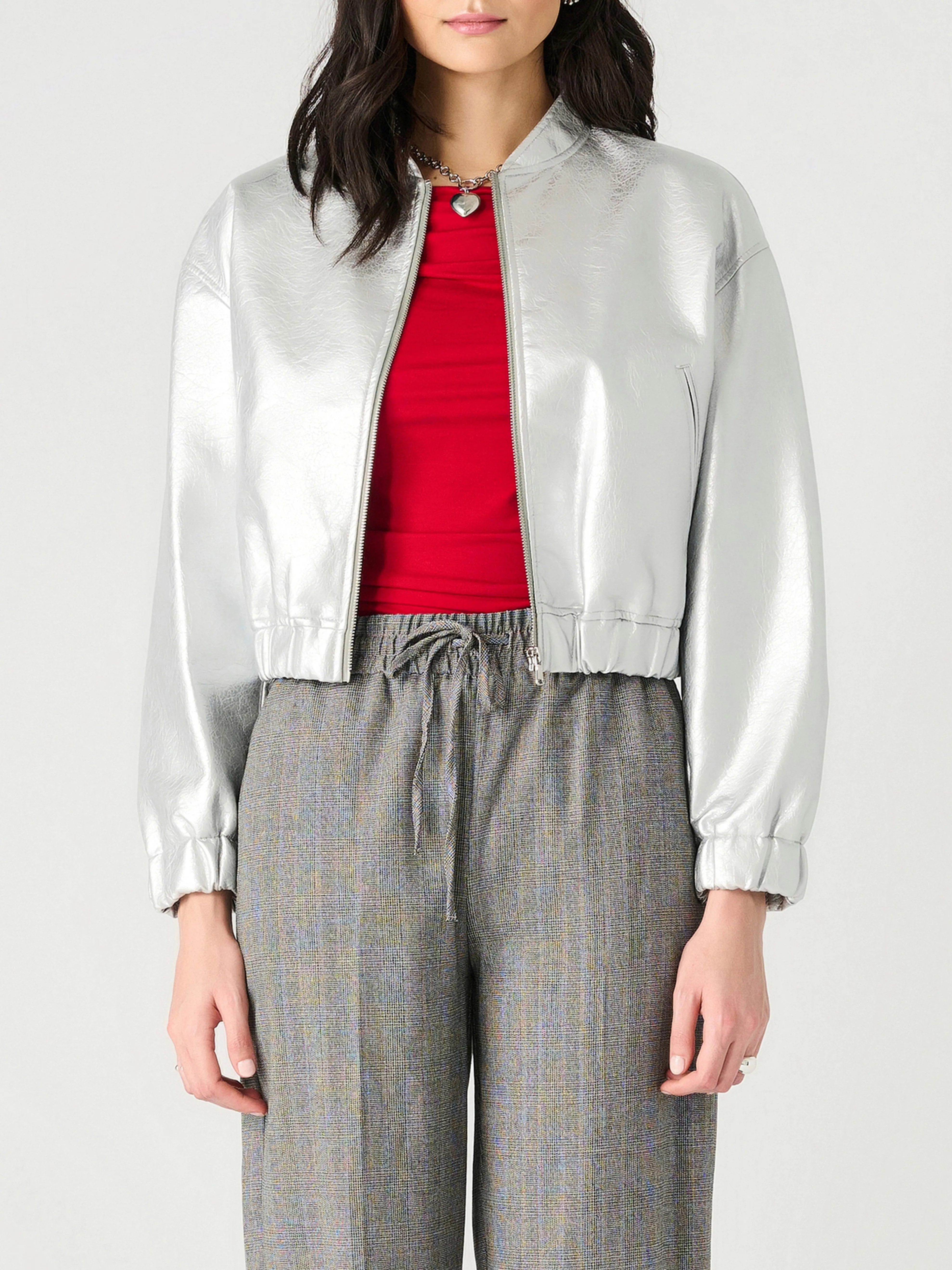 DEX Metallic Silver Bomber Jacket sold by 27 Boutique product image thumbnail 3