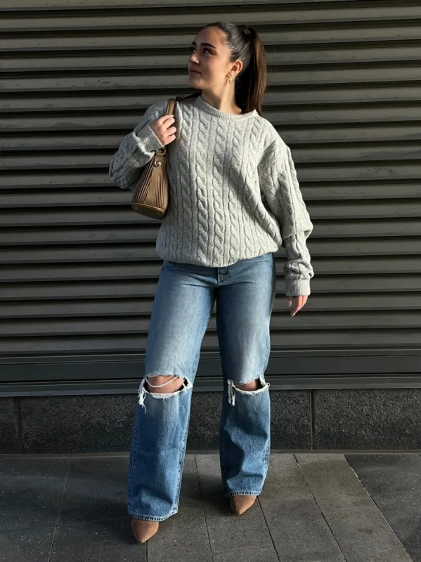 KUWALLA Braided Cable Knit Crewneck Sweater (Unisex) sold by 27 Boutique