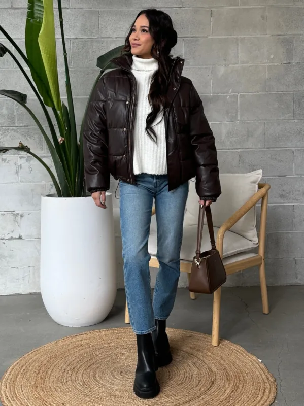 DEX Faux Leather Puffer Jacket sold by 27 Boutique