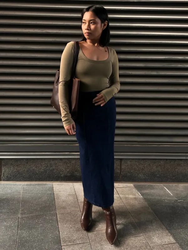 BRUNETTE THE LABEL Long Sleeve Square Neck Bodysuit made by Brunette The Label